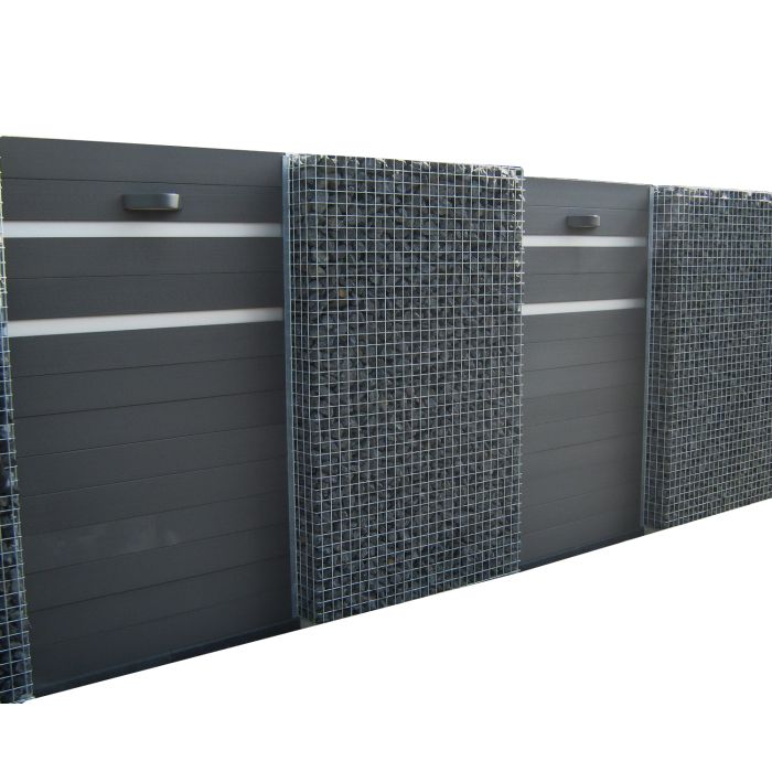 Composiet schutting met schanskorven