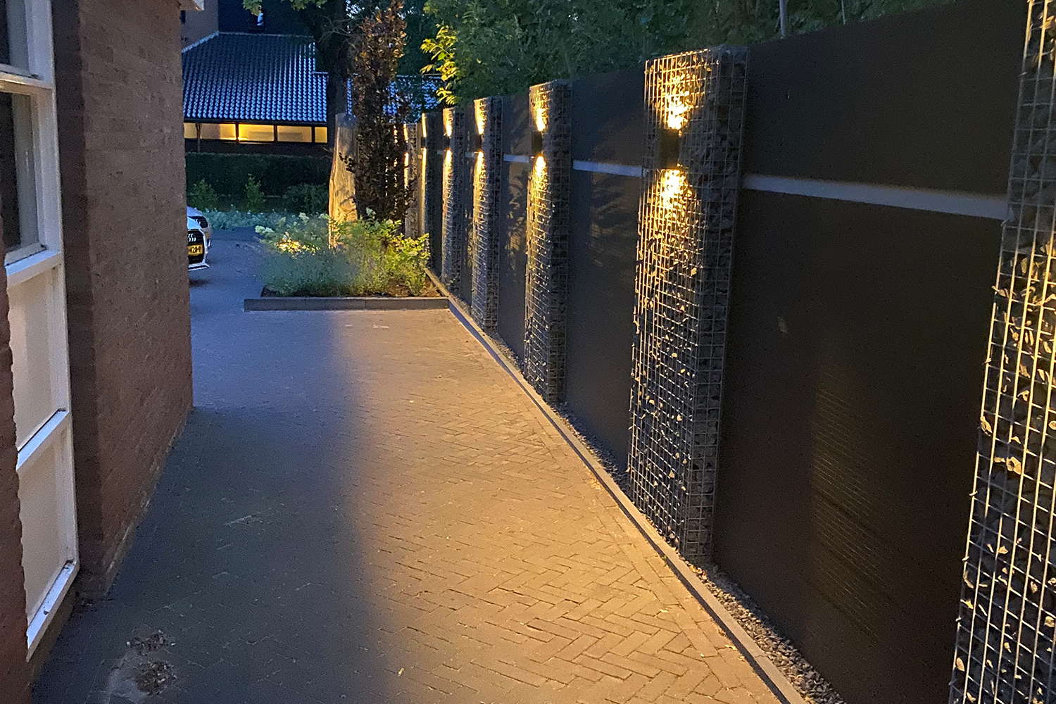 Gabionen mit WPC LED Beleuchtung