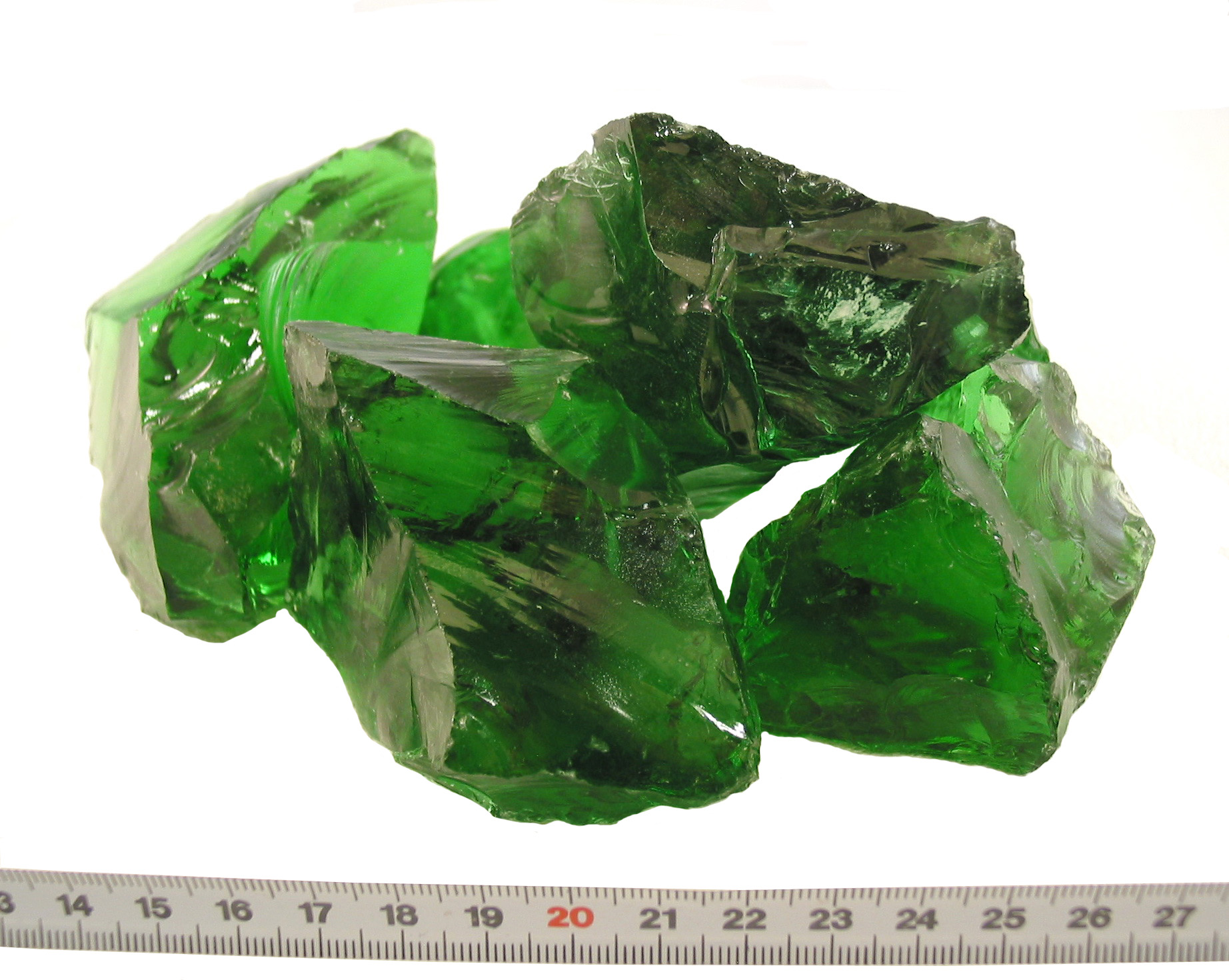 Glasbrokken groen 80-120mm
