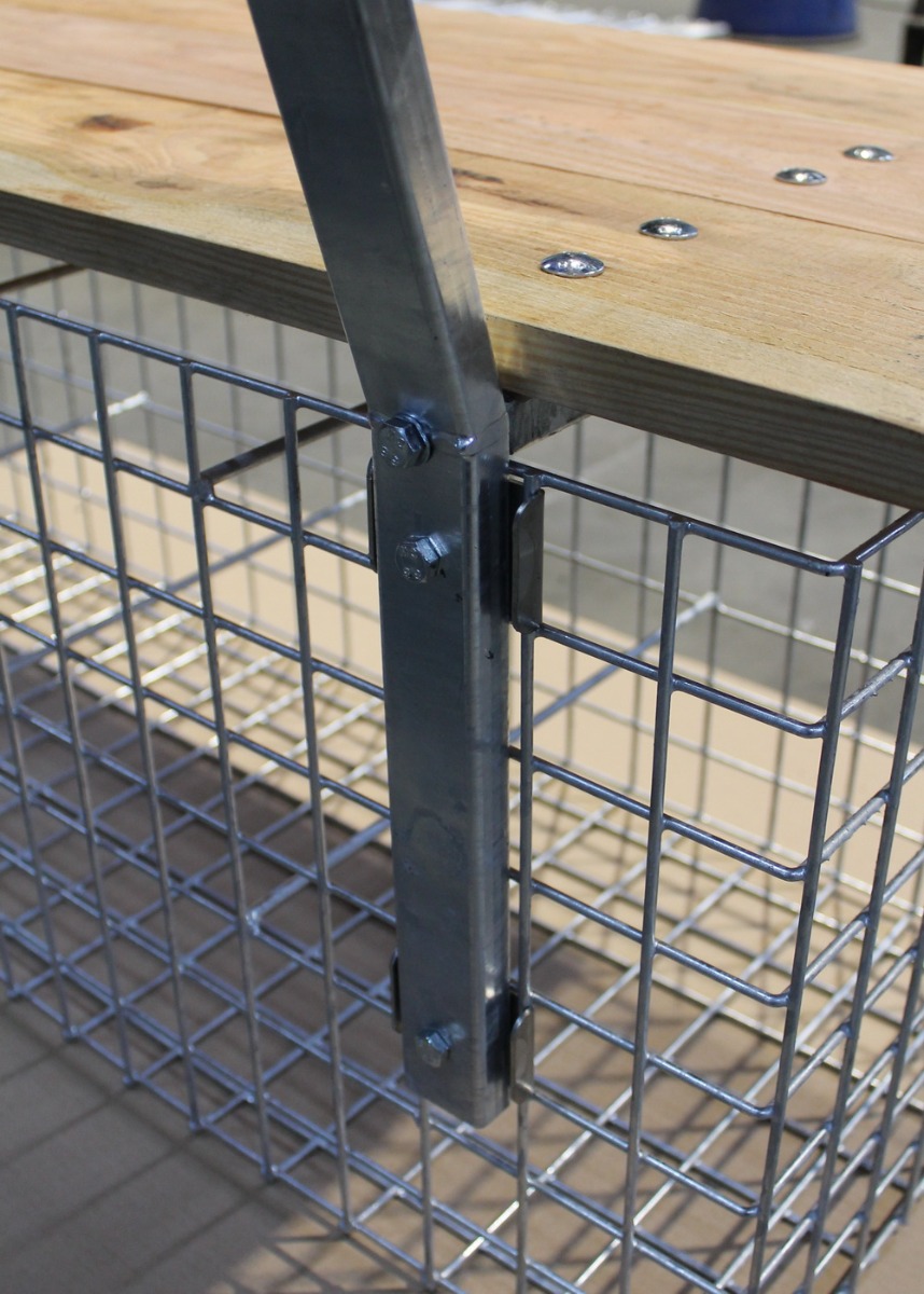 Gabionenbank tuinbank bevestiging rugleuning