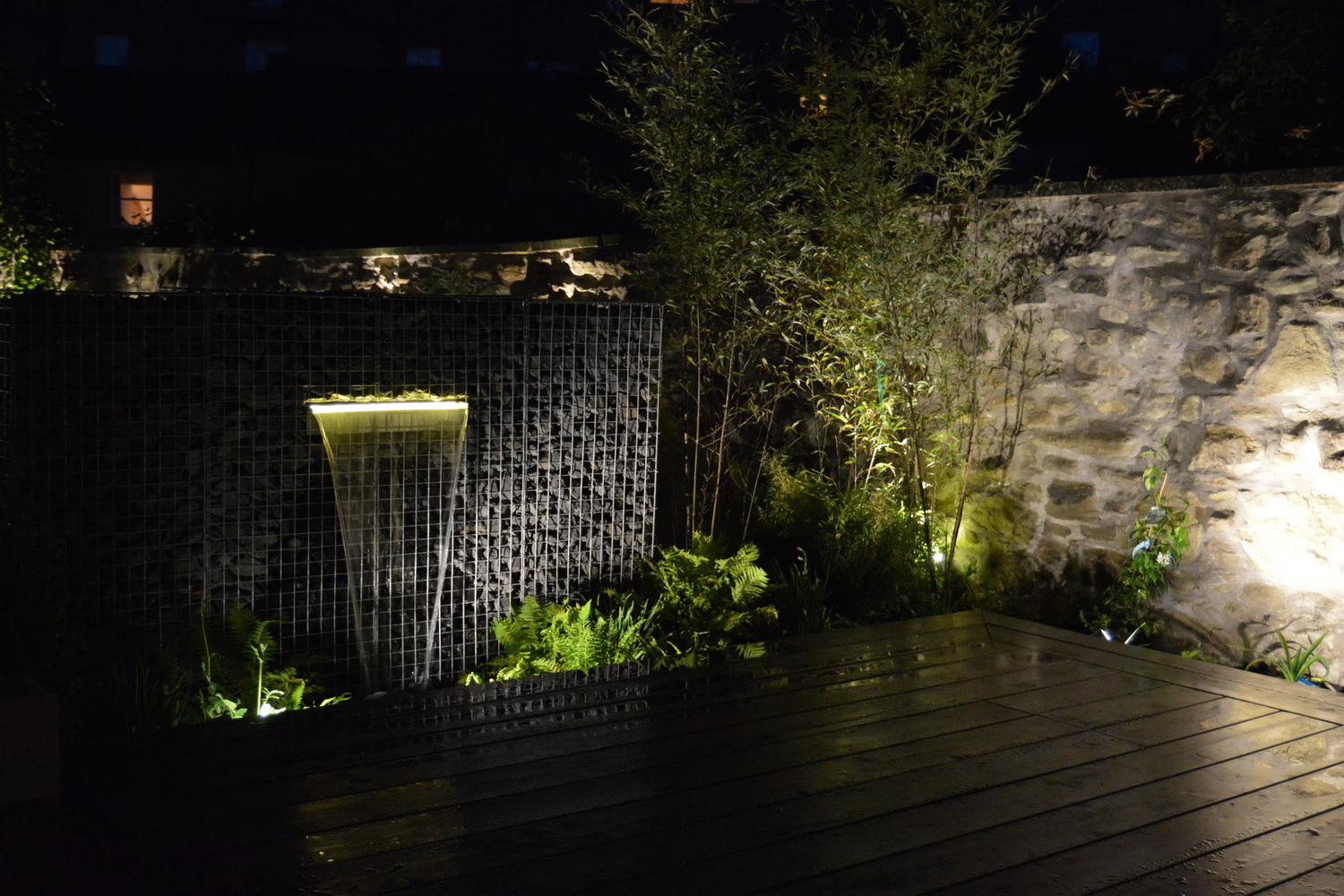 Schanskorven waterval met LED