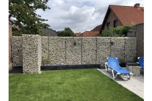 Schanskorven met LED en Yellow Sun – Yellow Sun breukstenen. Schanskorven met LED en Yellow Sun