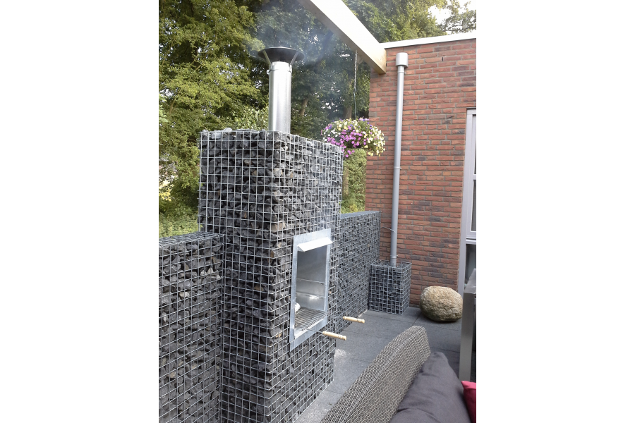 Gabionen Gartenkamin mit Norwegen granit Gabionen Gartenkamin mit Norwegen granit