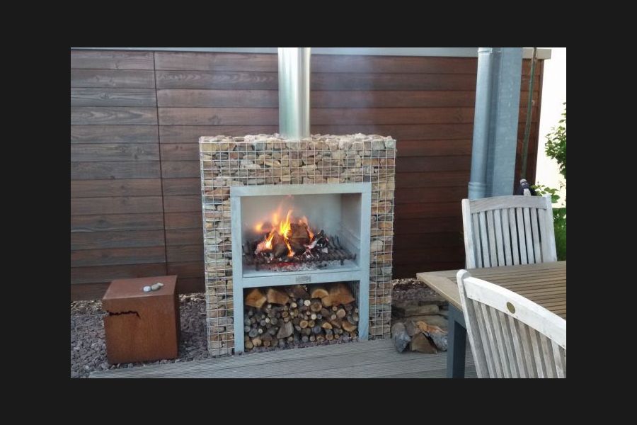 Blockkamin grill mit Grauwacke Blockkamin grill mit Grauwacke
