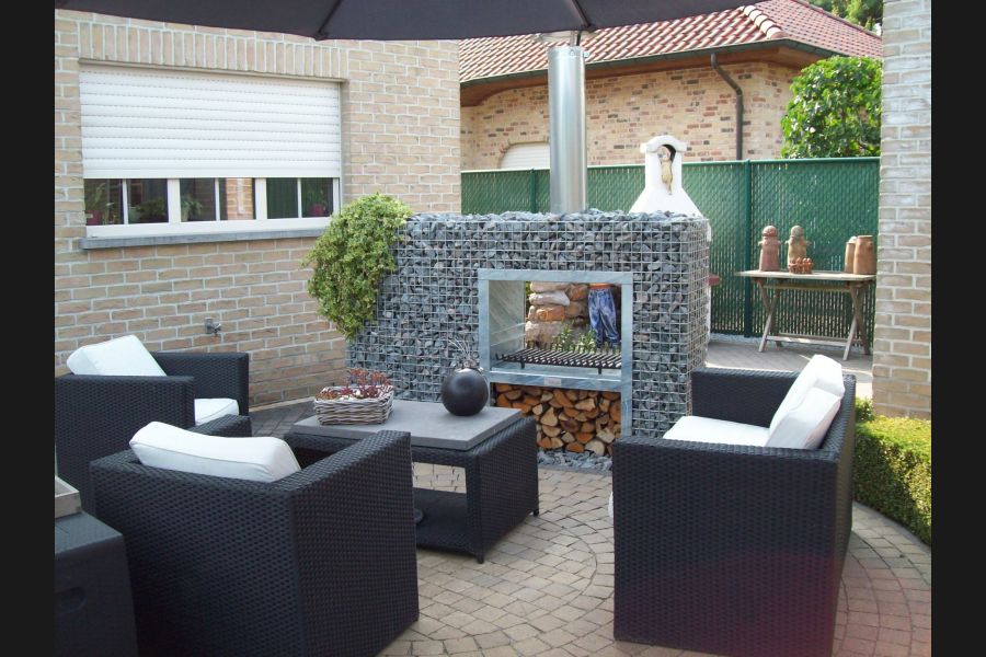Durchsicht-Kamin Grill Durchsicht-Kamin Grill Gabionen
