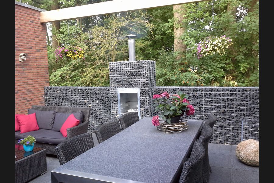 Gabionen Gartenkamin mit Norwegen granit Gabionen Gartenkamin mit Norwegen granit