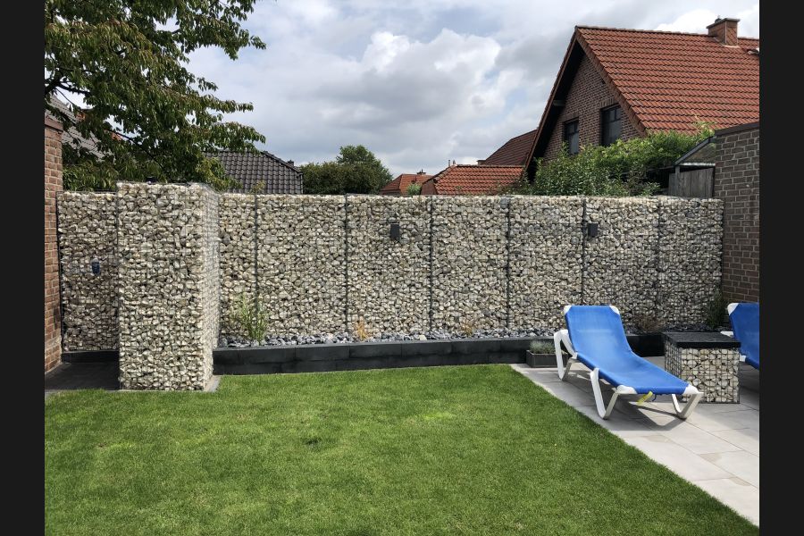 Gabionen mit LED und Yellow sun Gabionen mit LED und Yellow sun